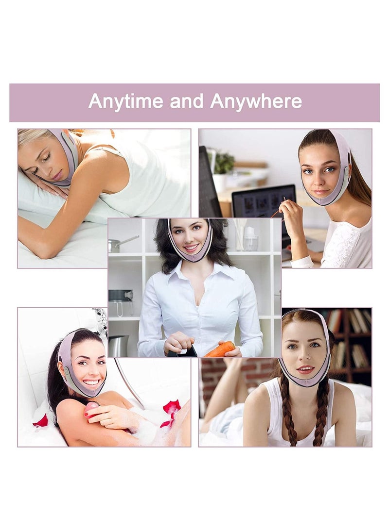 Captaintech Double Chin Reducer, Face Slimming Strap, Pain-Free V-Line Chin Cheek Lift Up Band, Face Shaper Band, for Anti Aging Wrinkle, Reducing Double Chin, Anti Snoring (Pink)  - Image 2