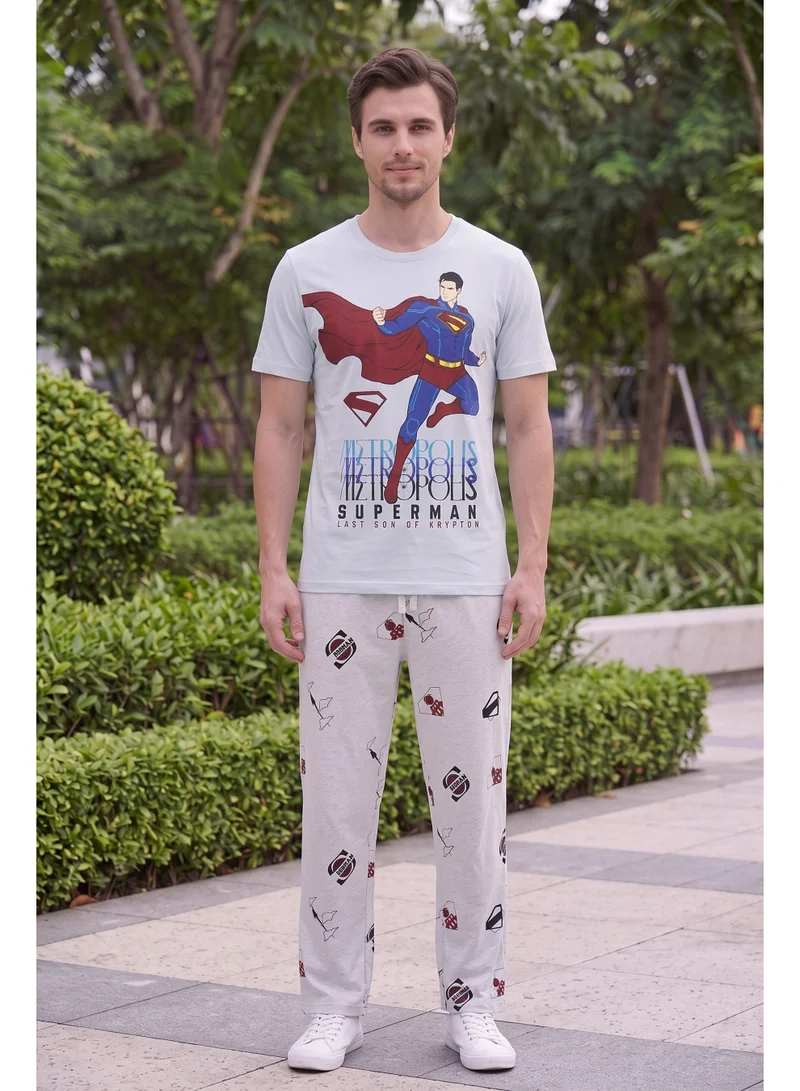 Warner Bros. Warner Bros. Superman Men's Pyjama Set | Official Superman T-Shirt & Lounge Pants Sleepwear Set | Comfortable Cotton Nightwear for Men | Superhero Loungewear & Pajama Set