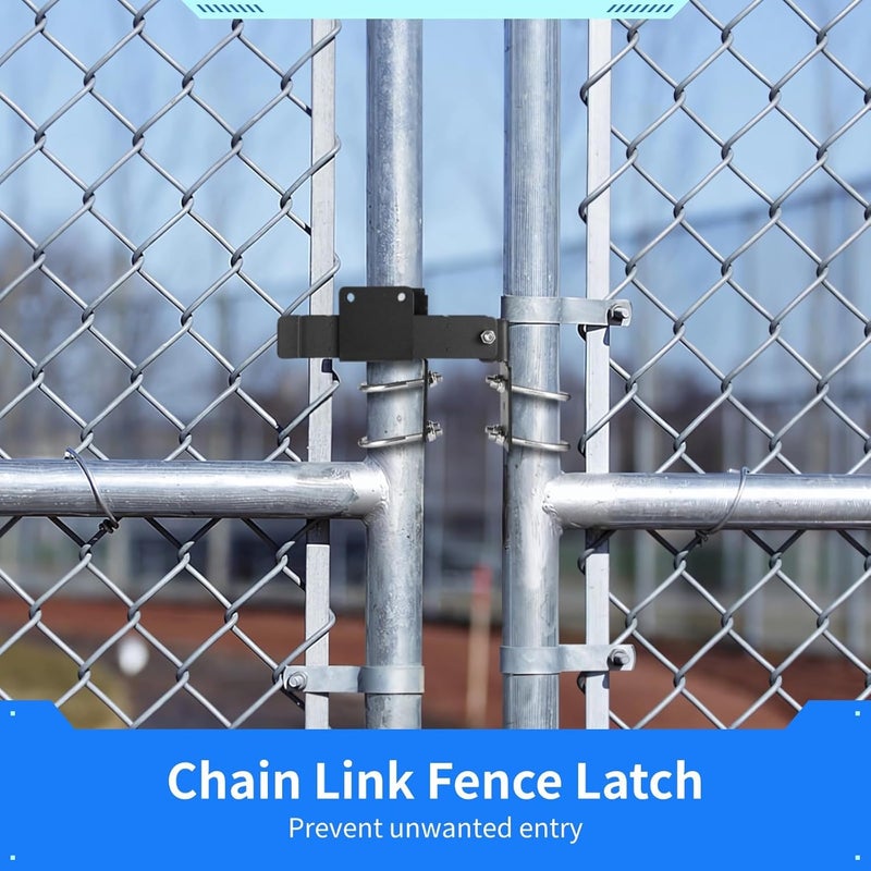 Chain Link Gate Latch for 1-3/8 Frame, Dual Gates, Adjustable, Black - Image 2