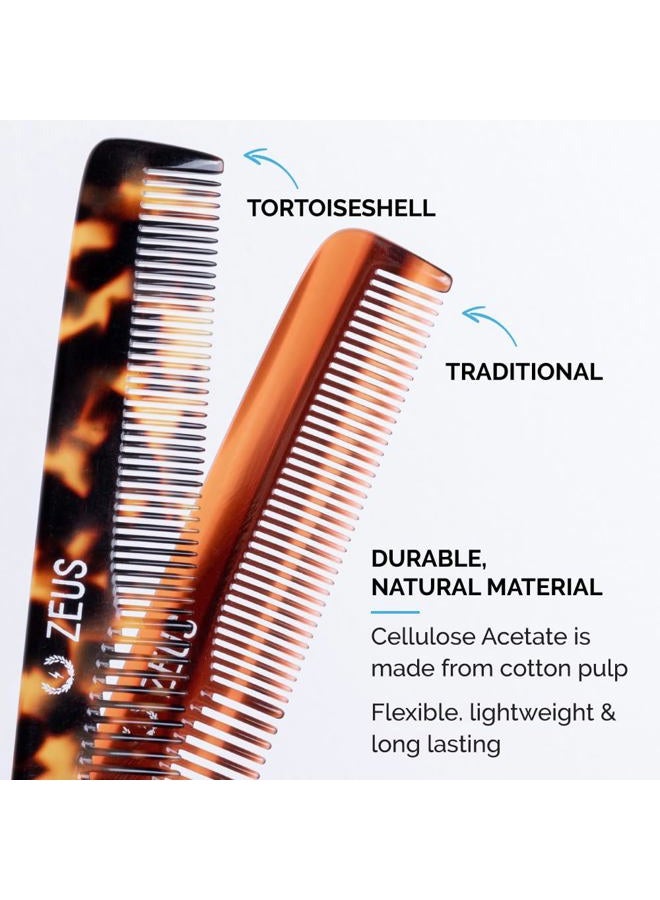 Zeus مشط اللحية والشوارب للرجال، مشط شعر مقطوع يدويًا لفك التشابك وتصفيف اللحية (صدف السلحفاة) V12 - Image 5