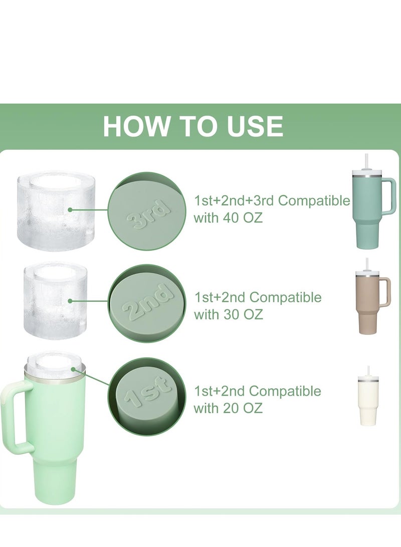 Y&D Ice Cube Tray For Stanley Cup Silicone Ice Cube Maker With Lid For 30-40Oz Tumbler For Chilling Whiskey Cocktails Drinks Coffee Easy Fill And Release Ice Maker BPA Free Green  - Image 3