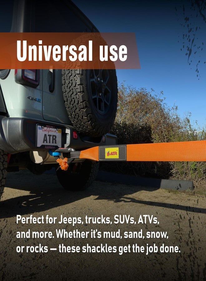 ATR Soft Shackles 3/4” x 24” (2 Pack, Orange) - 66,200 lbs Synthetic Rope Recovery Shackles - Heavy-Duty UHMWPE Tow Connectors for Off-Road 4x4, Jeep, Truck, ATV, UTV - Image 4