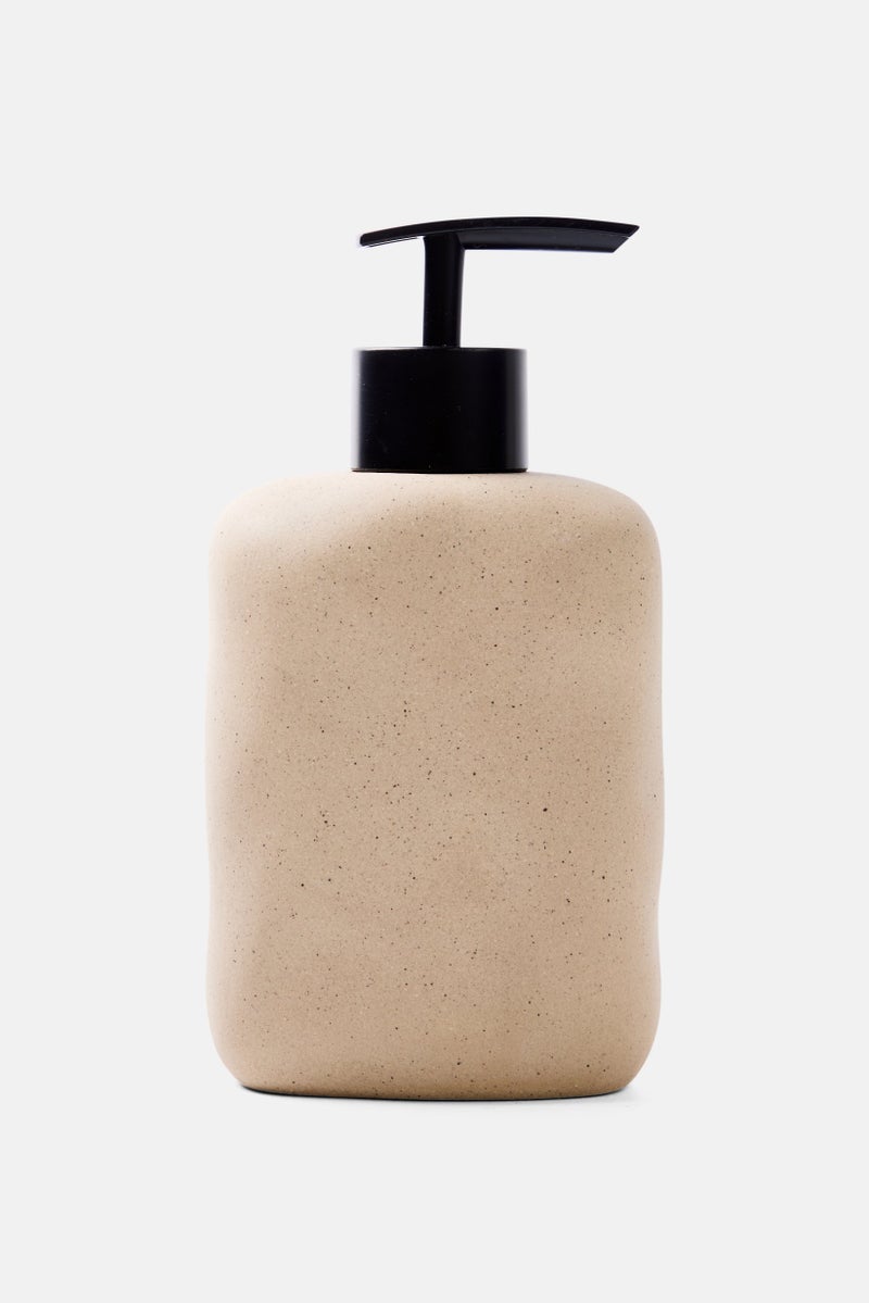Muy Mucho Stoneware Soap Dispenser 16 H x 8,2 L x 5,5 W cm, Beige - Image 1