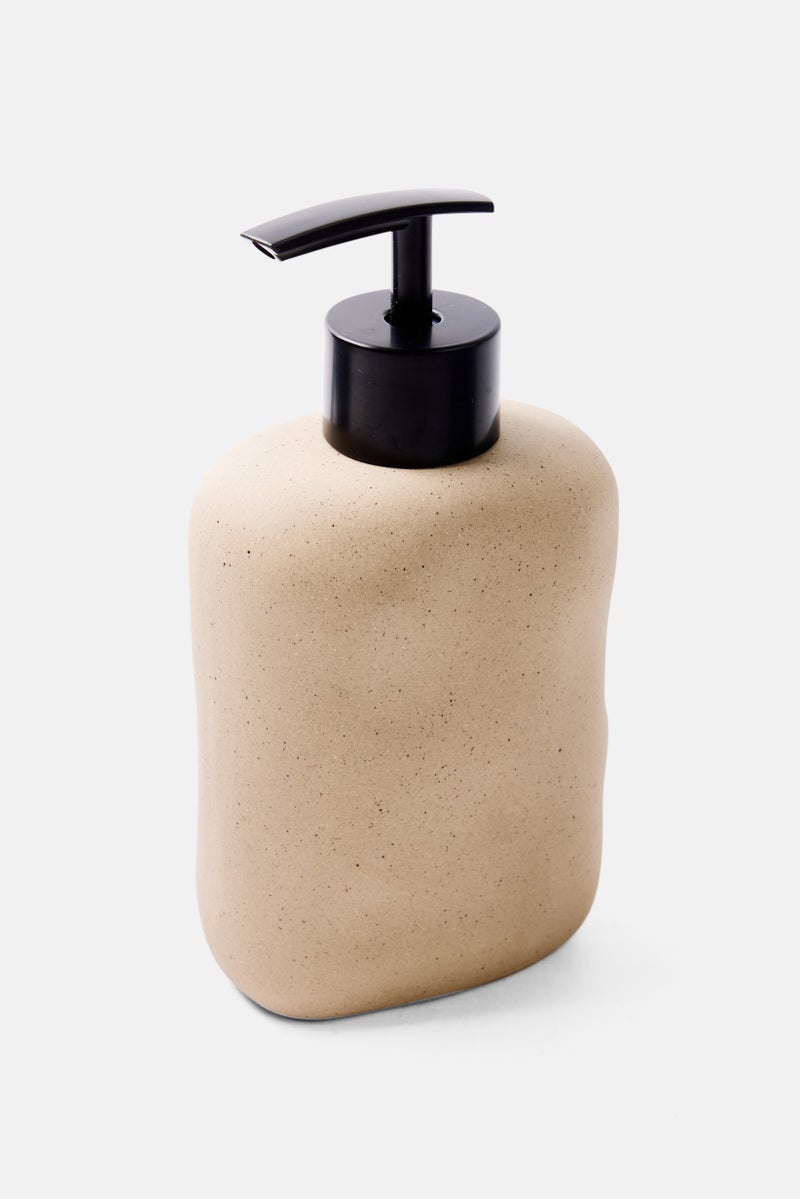 Muy Mucho Stoneware Soap Dispenser 16 H x 8,2 L x 5,5 W cm, Beige - Image 2