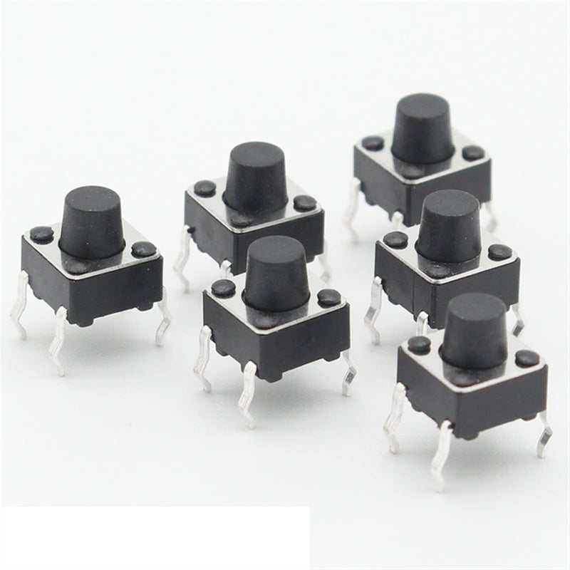 6x6x6 3mm 4 Pin Tactile Push Button Switch 50 Pcs Self Reset Direct Plug In Top Copper - Image 2