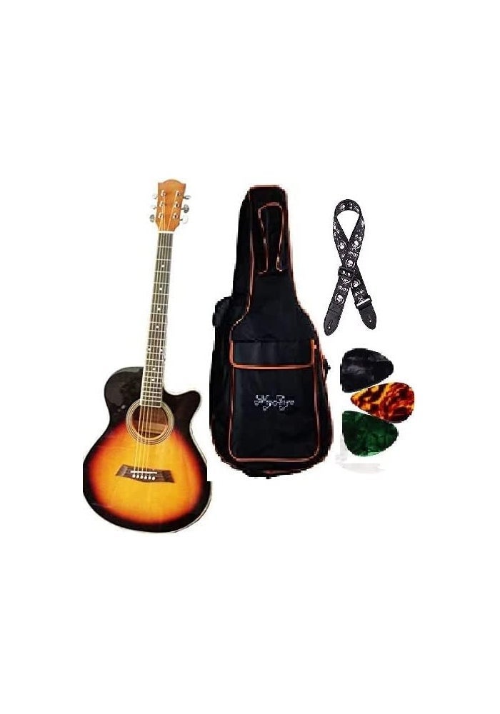 MEGARYA G40 SunBurst Guitar Combo with Foam Bag, Strap & Picks - Image 1