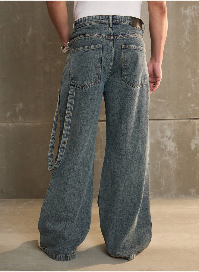 SASSAFRAS Washed Knee Pleated Wide Leg Jeans  - Image 5