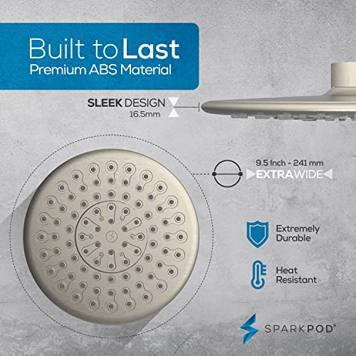 SparkPod Luxury Filtered Shower Head Set 23 Stage Shower Filter - Reduces Chlorine and Heavy Metals - High Pressure Showerhead Filter (9.5" Round, Elegant Brushed Nickel) - Image 5