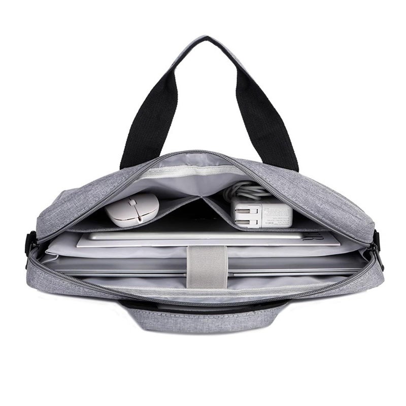 Grey Unisex Large Capacity Lightweight Laptop Messenger Travel Bag - Image 4