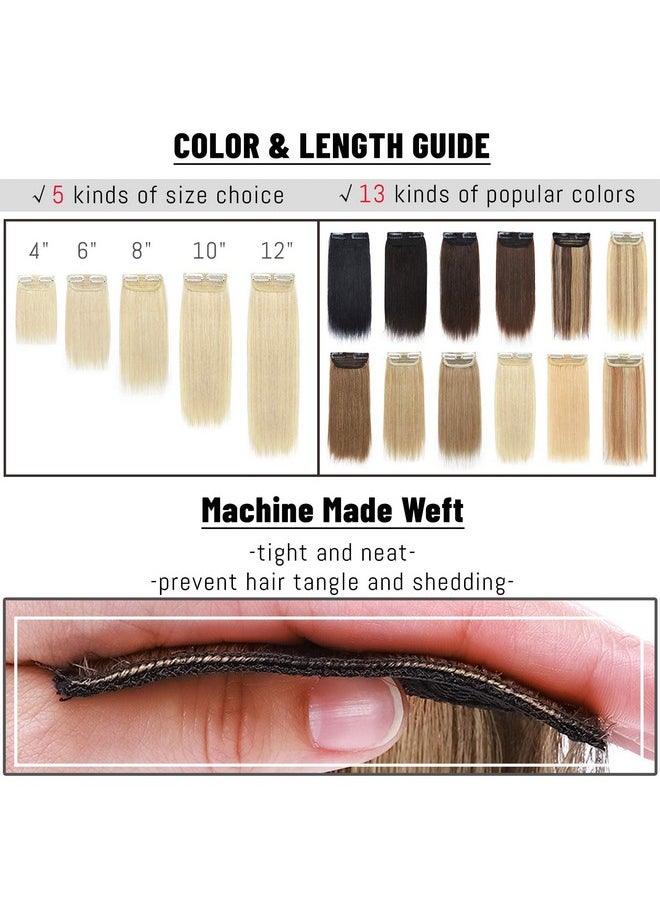 S-noilite - Short Hair Extensions Clip In Human Hair 1Pcs 2 Clips Balayage Clip In Hairpieces Remy Hair For Women With Short Hair Adding Hair Volume 10G 6Inchmedium Brown/Dark Blonde - Image 1