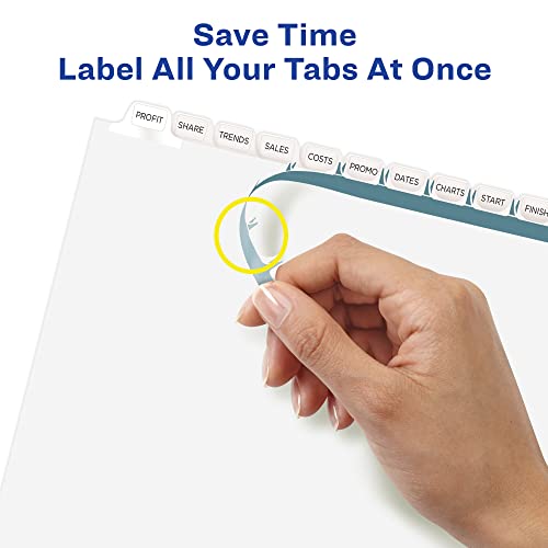 Avery 12-Tab Binder Dividers, Easy Print & Apply Clear Label Strip, Index Maker, White Tabs, 5 Sets (11429) - Image 3