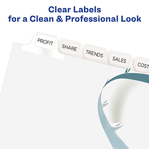 Avery 12-Tab Binder Dividers, Easy Print & Apply Clear Label Strip, Index Maker, White Tabs, 5 Sets (11429) - Image 4