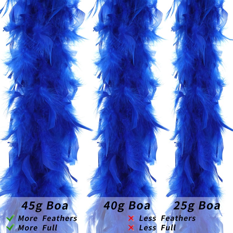 Larryhot Royal Blue Feathers Boa - 45g 2 Yards Boas for Adults,Wedding Centerpieces,Concert,Christmas Tree and Party Home Decoration(45g-RoyalBlue) - Image 4