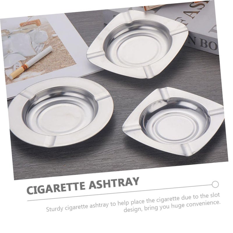 Stainless Steel Square Ashtray with Slot Design for Home Office Patio Car Use 2 Pack - Image 4
