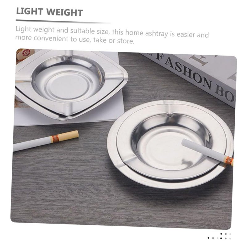Stainless Steel Square Ashtray with Slot Design for Home Office Patio Car Use 2 Pack - Image 3