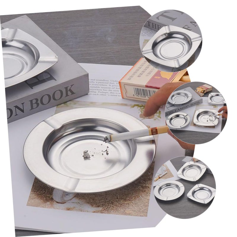 Stainless Steel Square Ashtray with Slot Design for Home Office Patio Car Use 2 Pack - Image 5