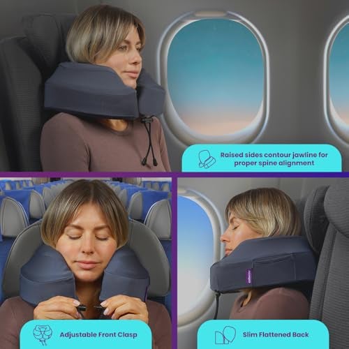 Cabeau Air Travel Pillow for Long Flights – Evolution Plus – U Shaped Memory Foam Neck Support – Removable, Washable Cover – Comfort On-The-Go for Airplane, Train, and Car (Slate Grey) - Image 4