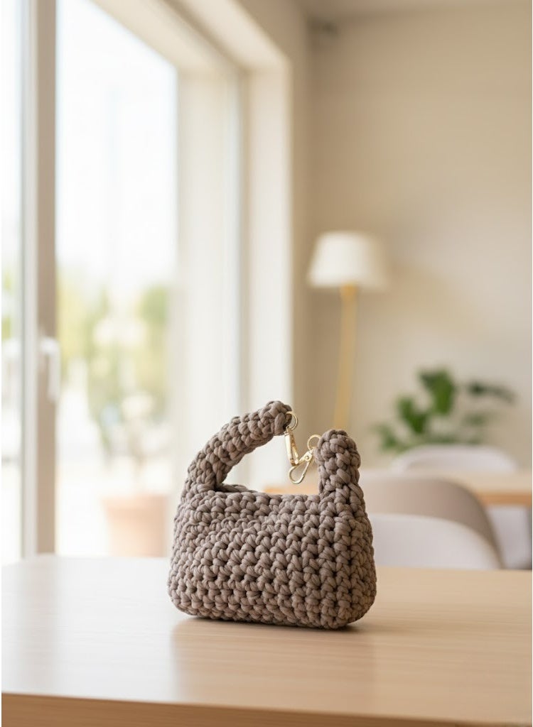 CROCHKA Trendy Handmade Mini Crochet Bag with Gold Clasp - Image 4