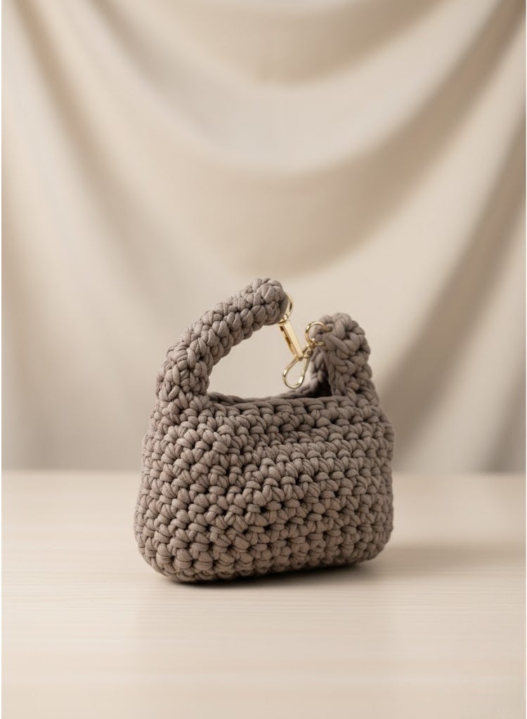 CROCHKA Trendy Handmade Mini Crochet Bag with Gold Clasp - Image 1