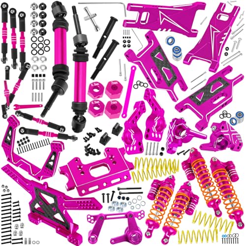 BRCatWPark RC Upgrades Part for 110 Rustler Stampede VXL 2WDAArmShockDrive ShaftCaster BlockSteering BlocksStub Axle CarriersSteering BellcranksLinksShock TowerFront BulkheadPink - Image 1