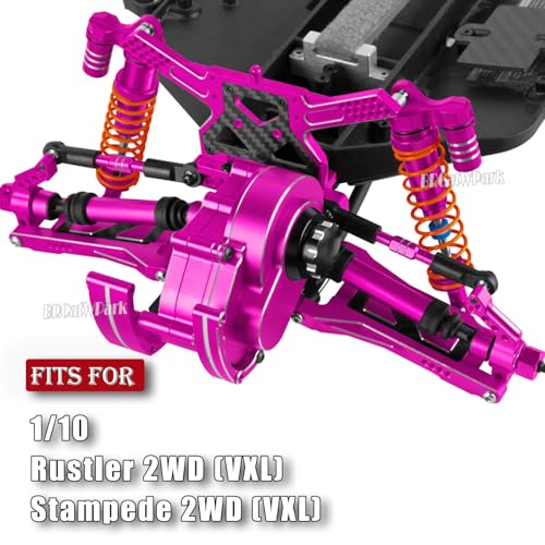 BRCatWPark RC Upgrades Part for 110 Rustler Stampede VXL 2WDAArmShockDrive ShaftCaster BlockSteering BlocksStub Axle CarriersSteering BellcranksLinksShock TowerFront BulkheadPink - Image 5