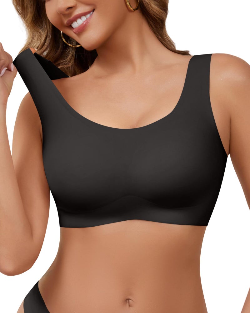 DEANGELMON Wireless Bras for Women No Underwire Seamless Full Coverage T-Shirt Pullover Sleep Bra Comfort Lounge Bralette(Black,M) - Image 2