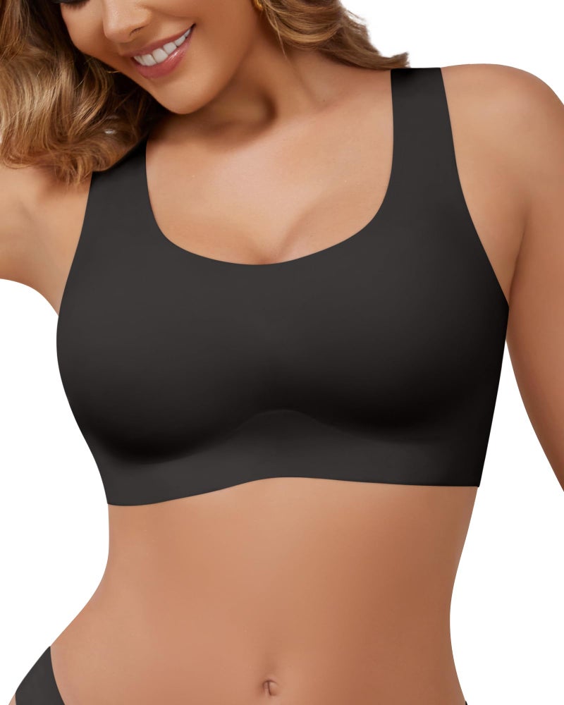 DEANGELMON Wireless Bras for Women No Underwire Seamless Full Coverage T-Shirt Pullover Sleep Bra Comfort Lounge Bralette(Black,M) - Image 1
