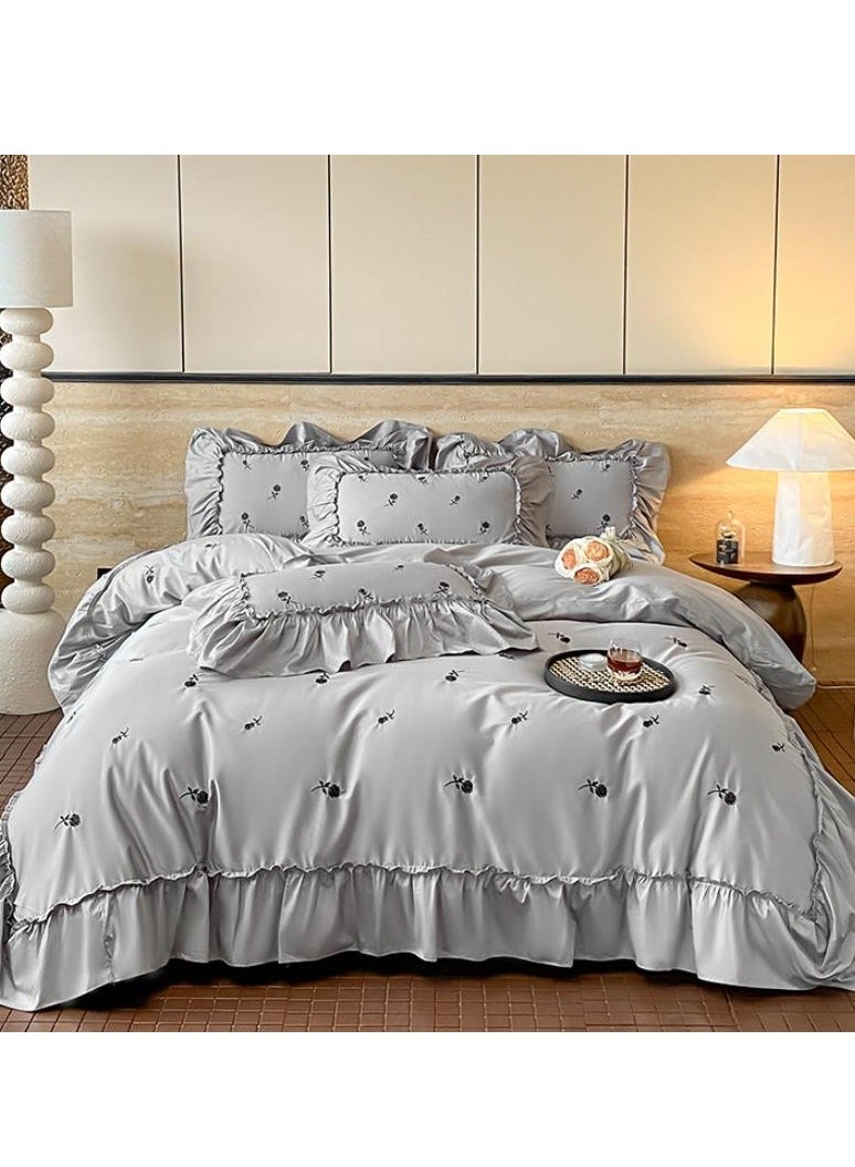 Bed Sheet Style — French High-End 60 Thread Pure Cotton Embroidered Bedding Four Piece Set - Image 5