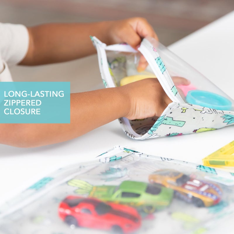 Bumkins Travel Bag, Toiletry, TSA Approved Pouch, Zip Bag, Quart Size Airline Compliant, Clear-Sided, Baby, Diaper Bag Organization, Makeup, Accessories, Packing, Set of 3 Sizes, Cactus Green - Image 4