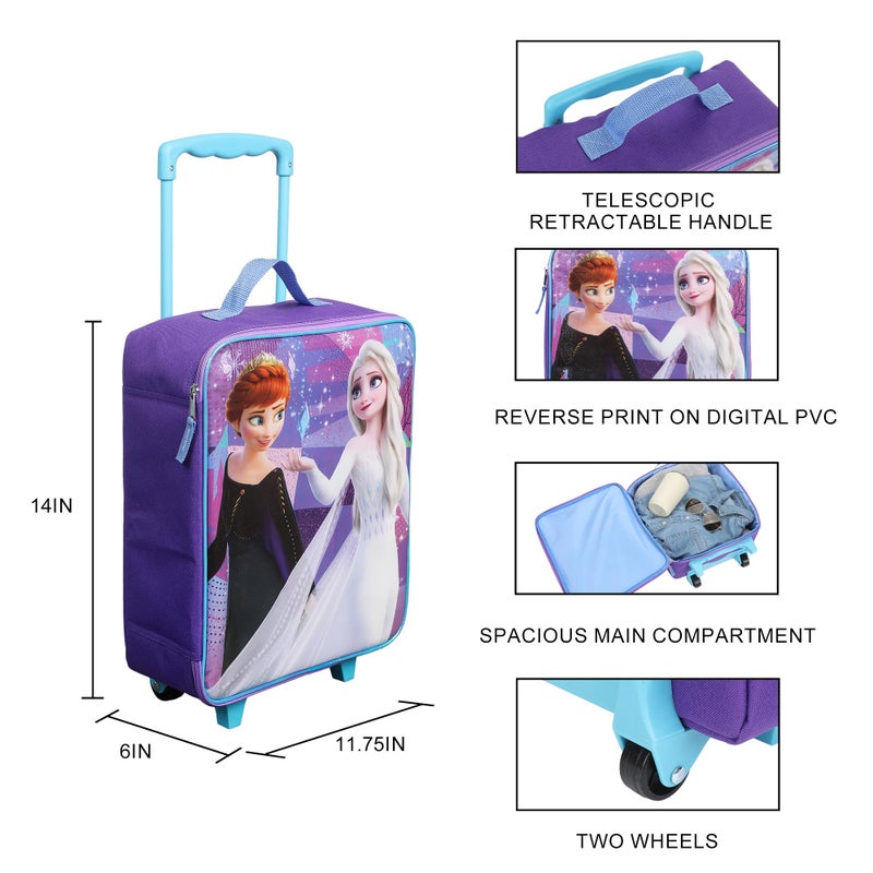 Bioworld Frozen 2 Anna & Elsa Formal Wear 14" Youth Purple Pilot Case - Image 2