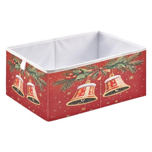 senya Large Storage Bins Christmas Bells Collapsible Foldable Storage Cubes Fabric Basket Closet Organizer Containers Box for Home Bedroom Office 11 x 11 x 11in - Image 3