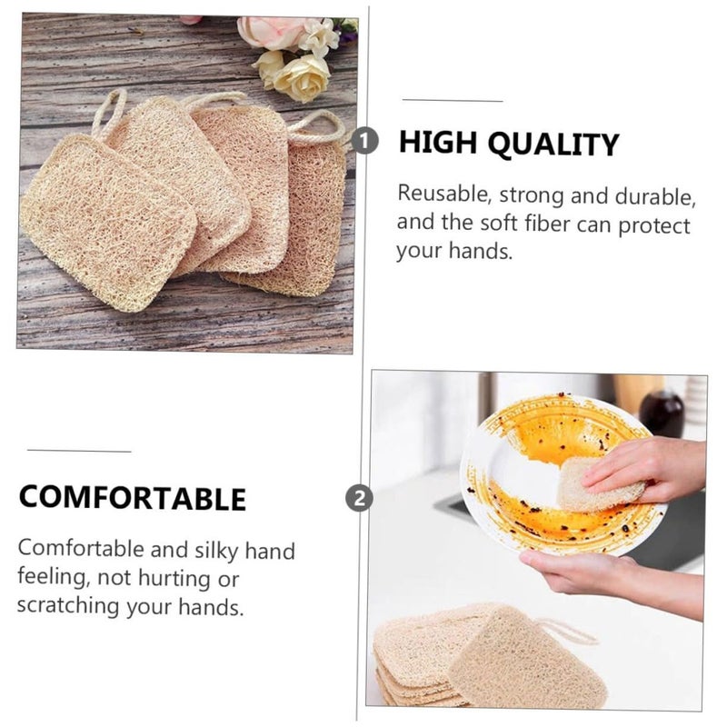 Natural Loofah Dishwashing Sponges 9pcs Soft Non Scratch Cleaning Scrubbers Beige - Image 3
