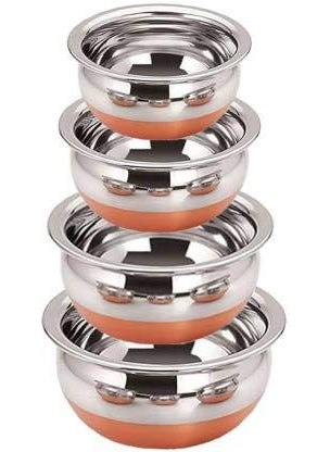 Friends Club Friends Club 4 pcs Stainless Steel Copper Bottom Serving Handi Set Heavy GaugeSet of 4 Handi 4  - Image 1