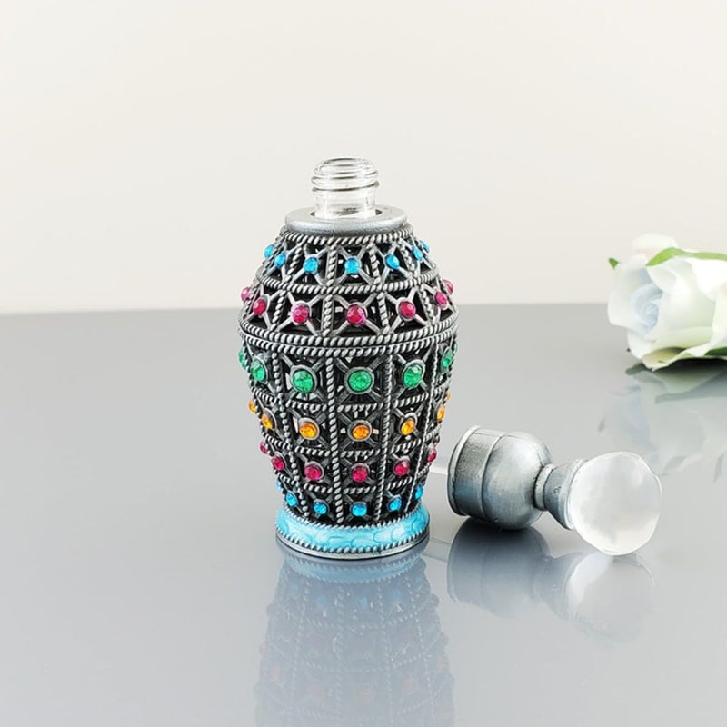 Yardwe Vintage زجاجة عطر صغيرة قابلة لإعادة التعبئة 12 مل للنساء، حاوية زجاجية عطرية شرق أوسطية بأسلوب رجعي، موزع زيت عطري زخرفي فارغ للسفر - Image 5