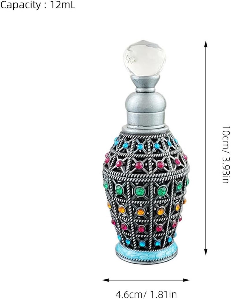 Yardwe Vintage زجاجة عطر صغيرة قابلة لإعادة التعبئة 12 مل للنساء، حاوية زجاجية عطرية شرق أوسطية بأسلوب رجعي، موزع زيت عطري زخرفي فارغ للسفر - Image 1