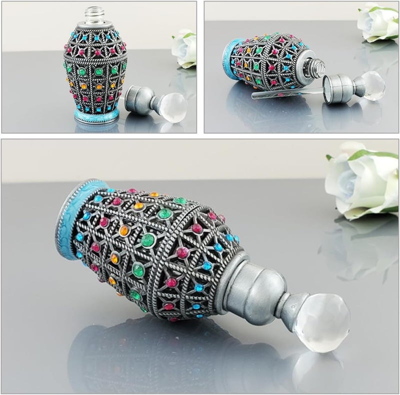 Yardwe Vintage زجاجة عطر صغيرة قابلة لإعادة التعبئة 12 مل للنساء، حاوية زجاجية عطرية شرق أوسطية بأسلوب رجعي، موزع زيت عطري زخرفي فارغ للسفر - Image 3
