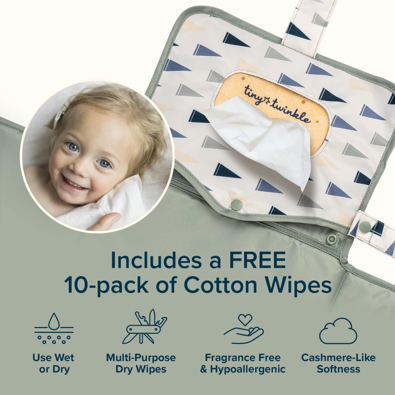 Tiny Twinkle Portable Diaper Changing Pad | Waterproof, Wipeable & Compact Baby Changing Pad for Travel | Smart Wipes Pocket & Organized Storage| Newborn Shower Gift (Varsity Flags) - Image 5