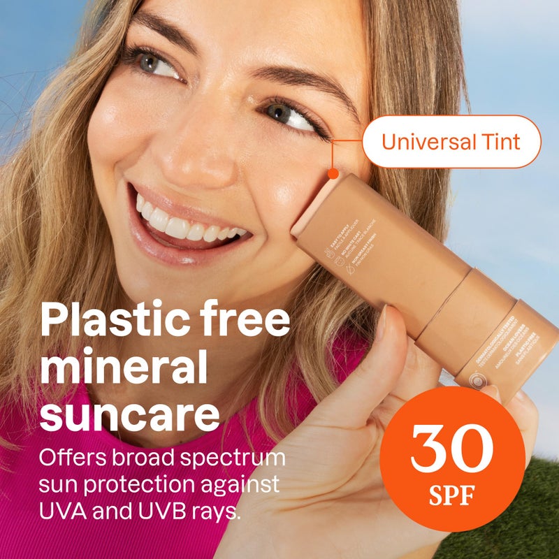 ATTITUDE Tinted Mineral Sunscreen Face Stick with Zinc Oxide, SPF 30, EWG Verified, Plastic-Free, Broad Spectrum UVA/UVB Protection, Dermatologically Tested, Vegan, Unscented, 0.7 Ounce - Image 2