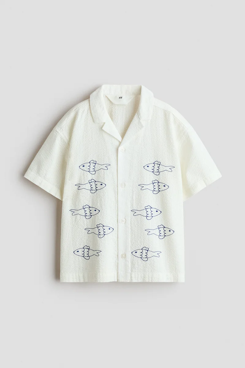 H&M Embroidered cotton resort shirt