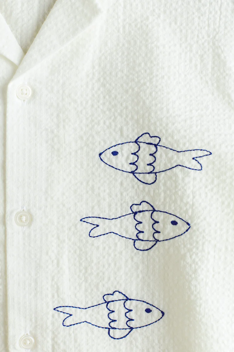 H&M Embroidered cotton resort shirt