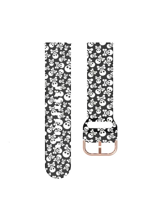 Generic - Replacement Strap For Galaxy Watch 42mm Silicone Watch Band White Skull - Image 1