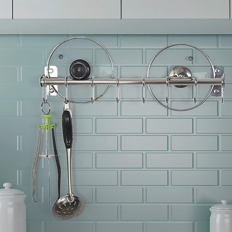 Dseap Pot Rack - Pots and Pans Hanging Rack with 8 Hooks, Double Bars, Wall Mounted, Chromed - Image 3