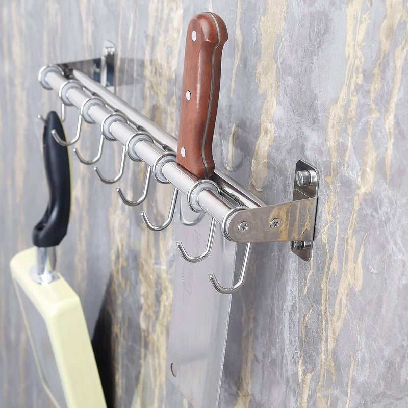 Dseap Pot Rack - Pots and Pans Hanging Rack with 8 Hooks, Double Bars, Wall Mounted, Chromed - Image 2