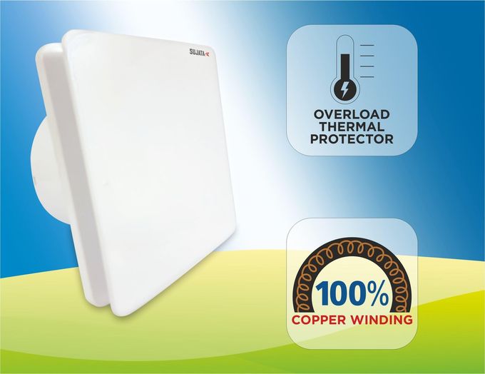 SUJATA 6 Inch Premium Exhaust Fan for Kitchen, Bathroom & Office | 2 Years Warranty | 150MM High Speed Exhaust Fan | 2300 RPM | 100% Copper Winding Motor | Strong Air Suction (APB243 White) - Image 2