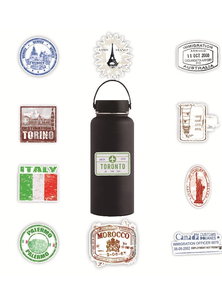 Vintage Travel Postmark Sticker Pack of 60 Stickers Suitcase Stickers for Laptops Water Bottles Luggage - Image 3