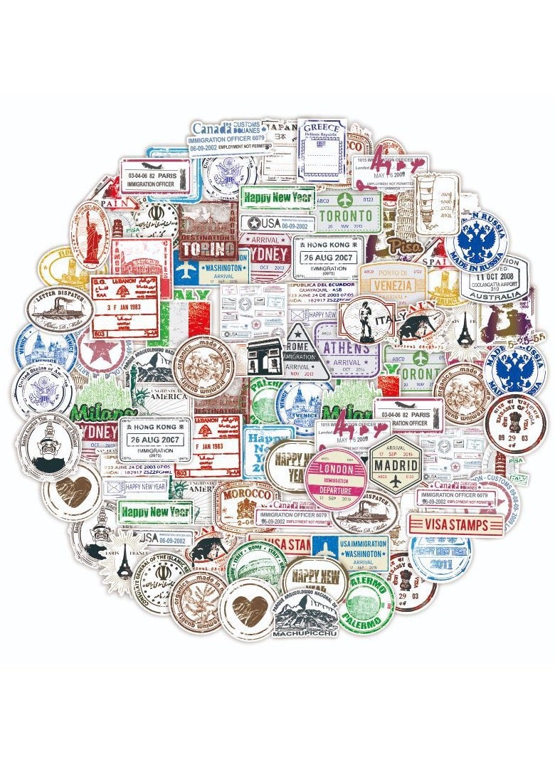 Vintage Travel Postmark Sticker Pack of 60 Stickers Suitcase Stickers for Laptops Water Bottles Luggage - Image 1