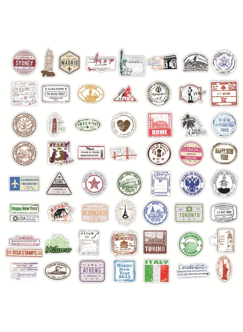Vintage Travel Postmark Sticker Pack of 60 Stickers Suitcase Stickers for Laptops Water Bottles Luggage - Image 2