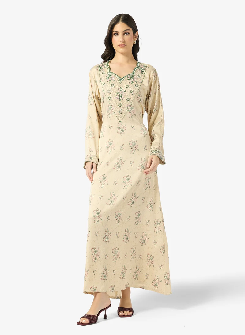 Embellished Belted Jalabiya