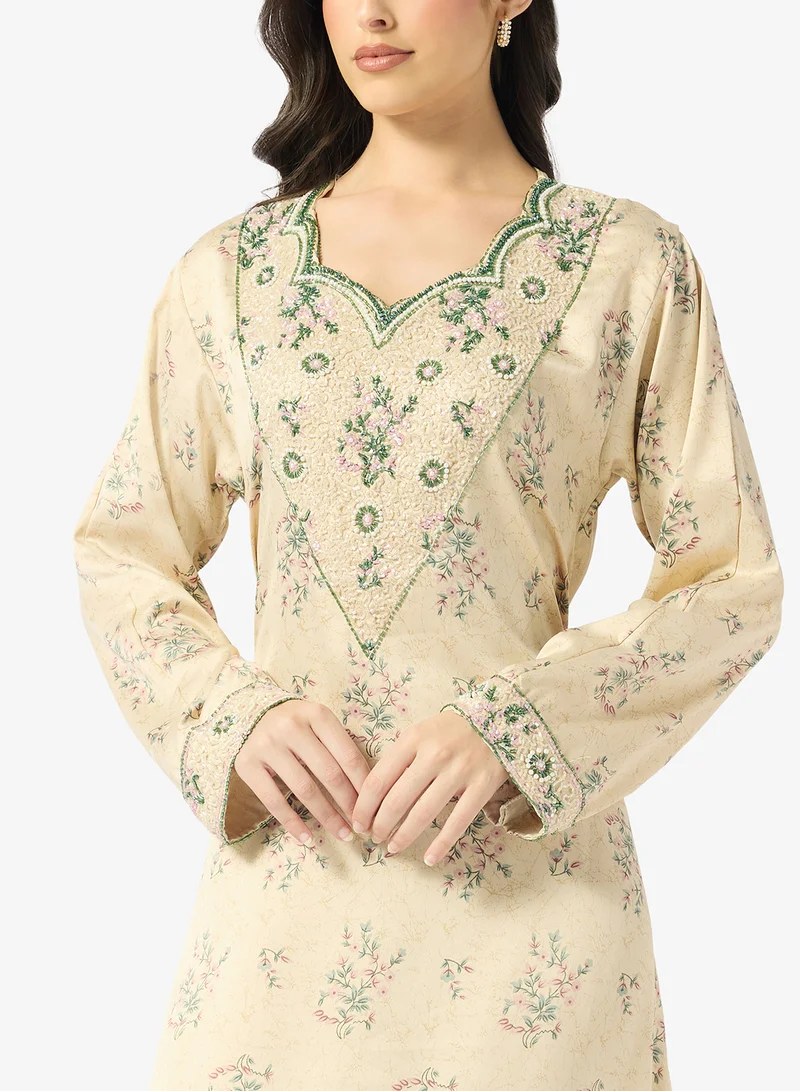 ARABIAN CLOSET Embellished Belted Jalabiya