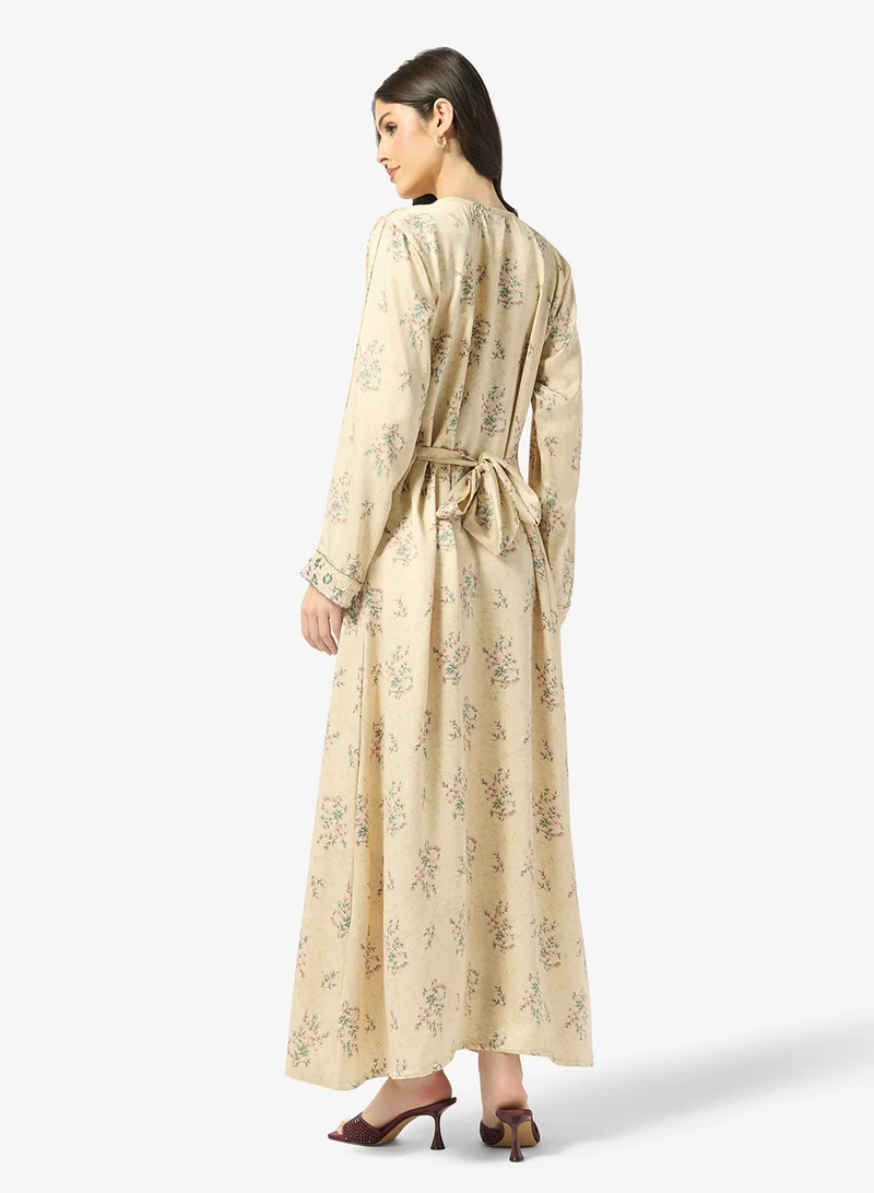 ARABIAN CLOSET Embellished Belted Jalabiya